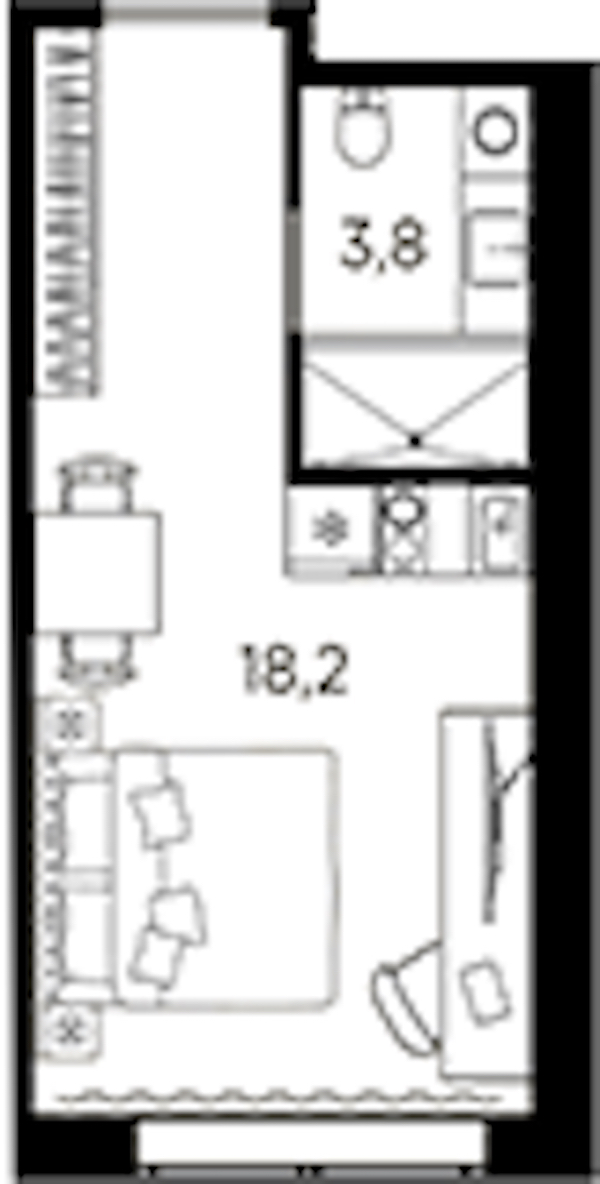 Квартира студия 22 м², 9/13 эт., ЖК «AVENIR Industrial»